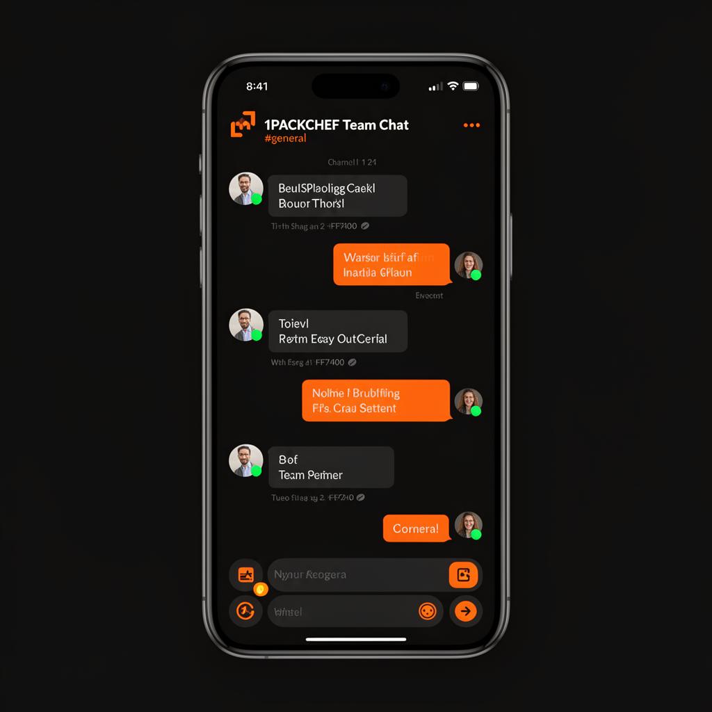 Aperçu d'une conversation 1PACKCHEF Team Chat